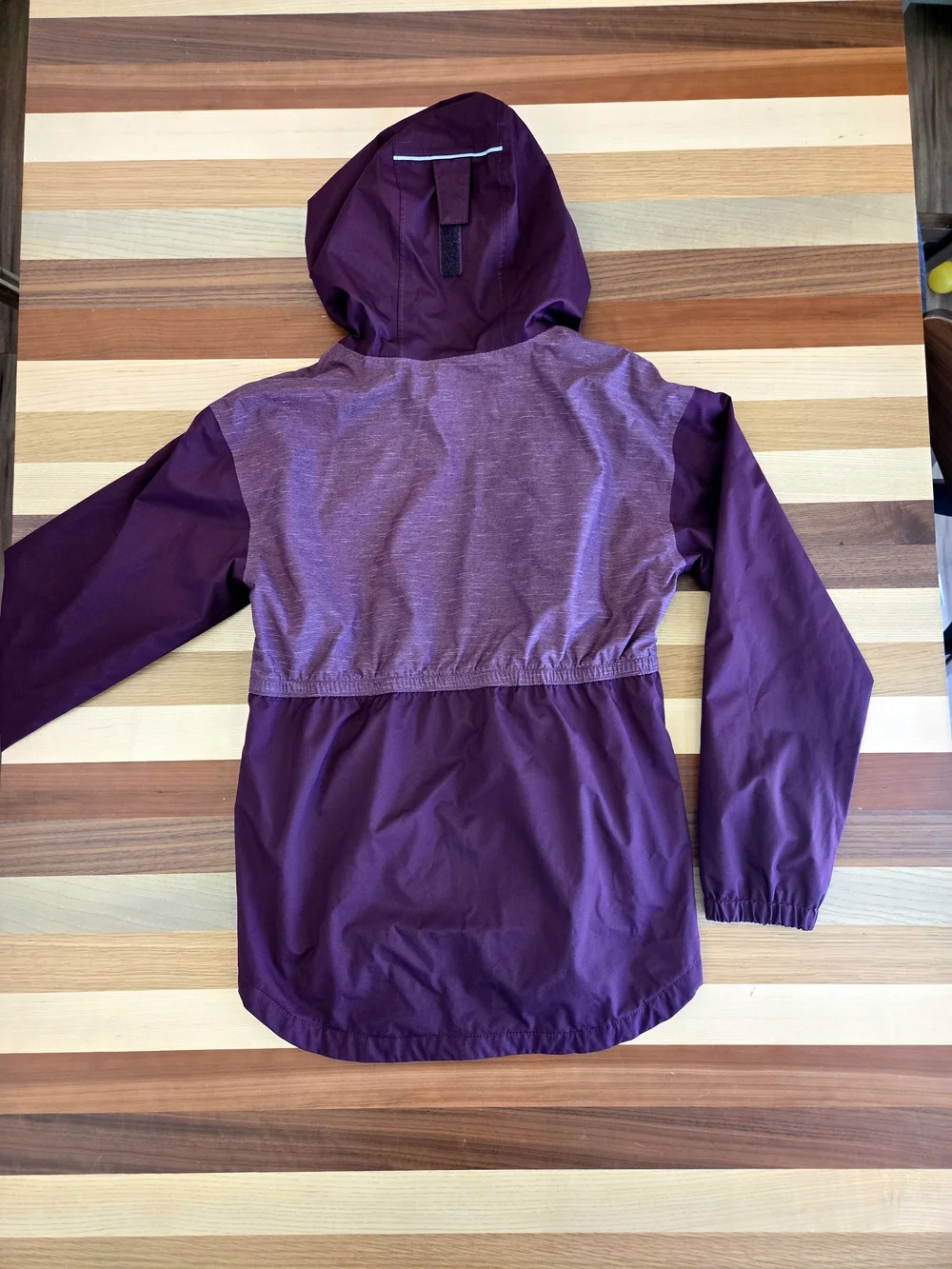 Columbia Girls' Rainy Trails Fleece Lined Two-Tone Plum Hooded Rain Jacket